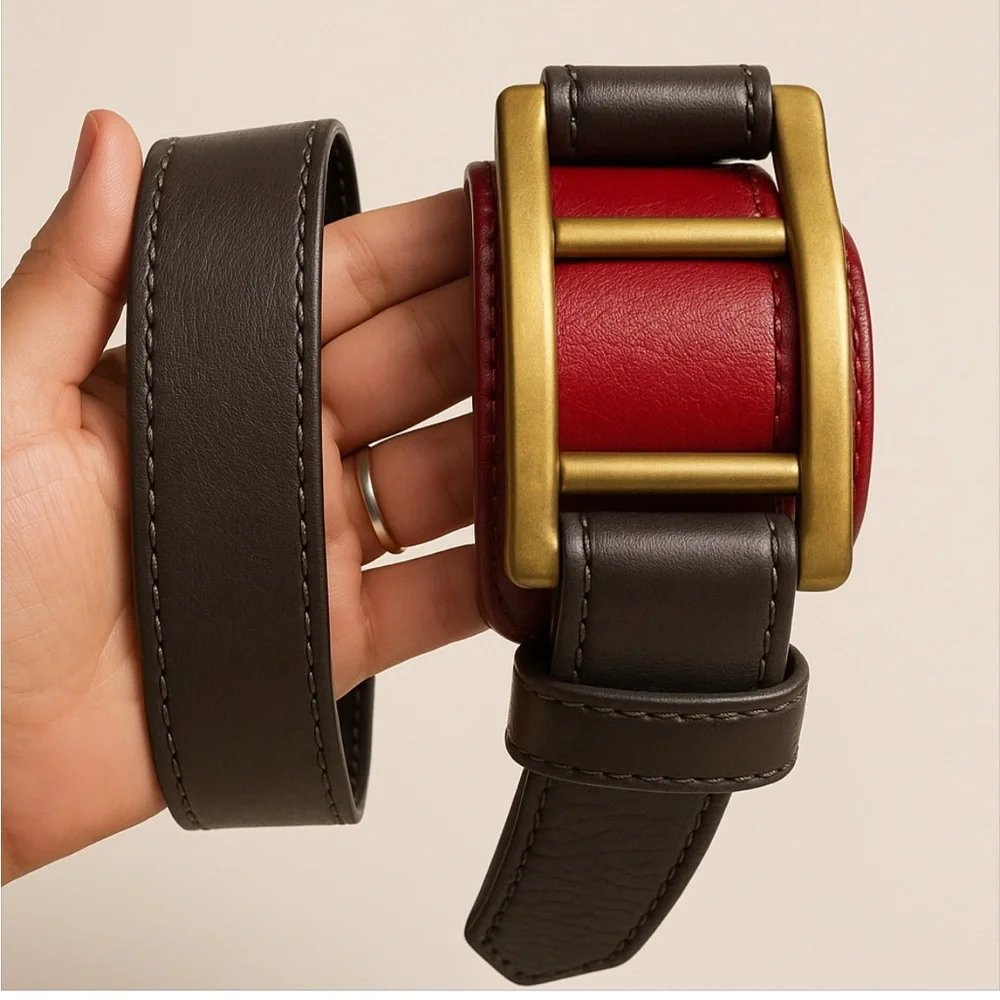 Carlisle vintage leather belt with gold buckle